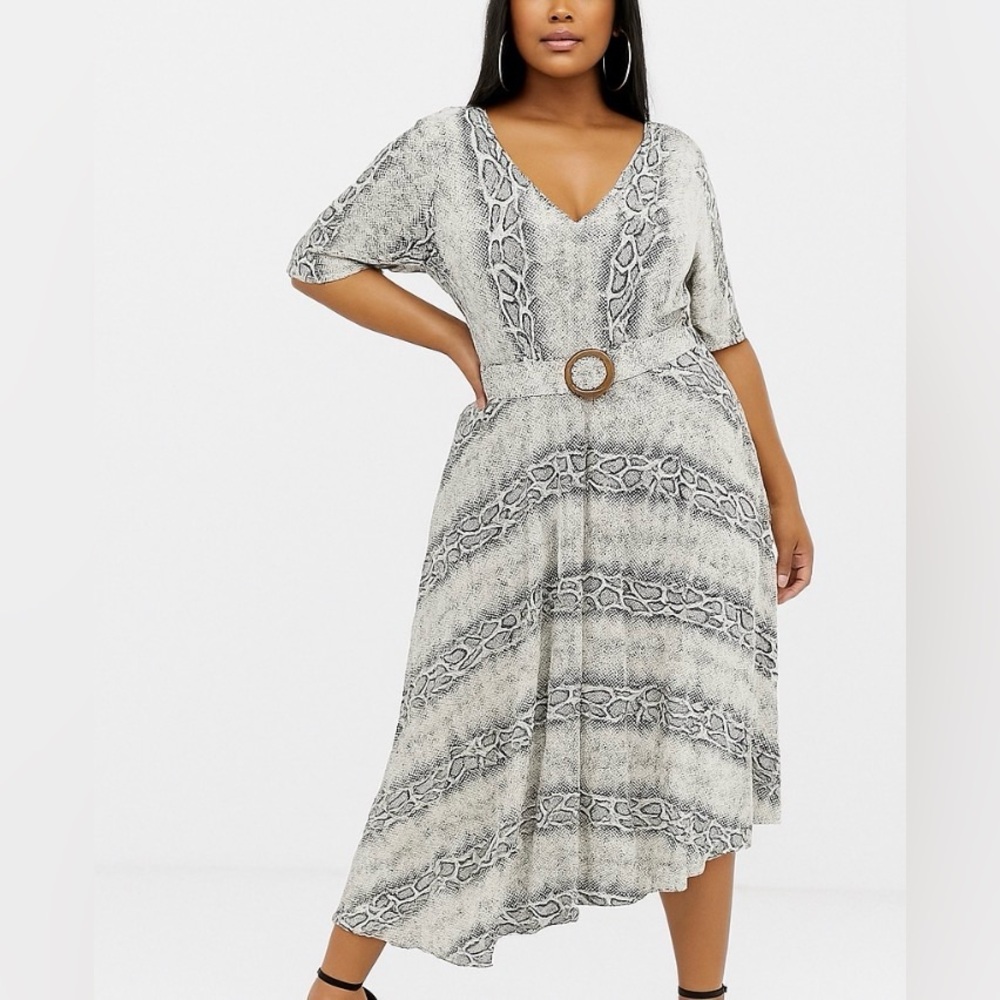 ASOS Curve Snake Print Midi Dress in Gray - Picture 6 of 6